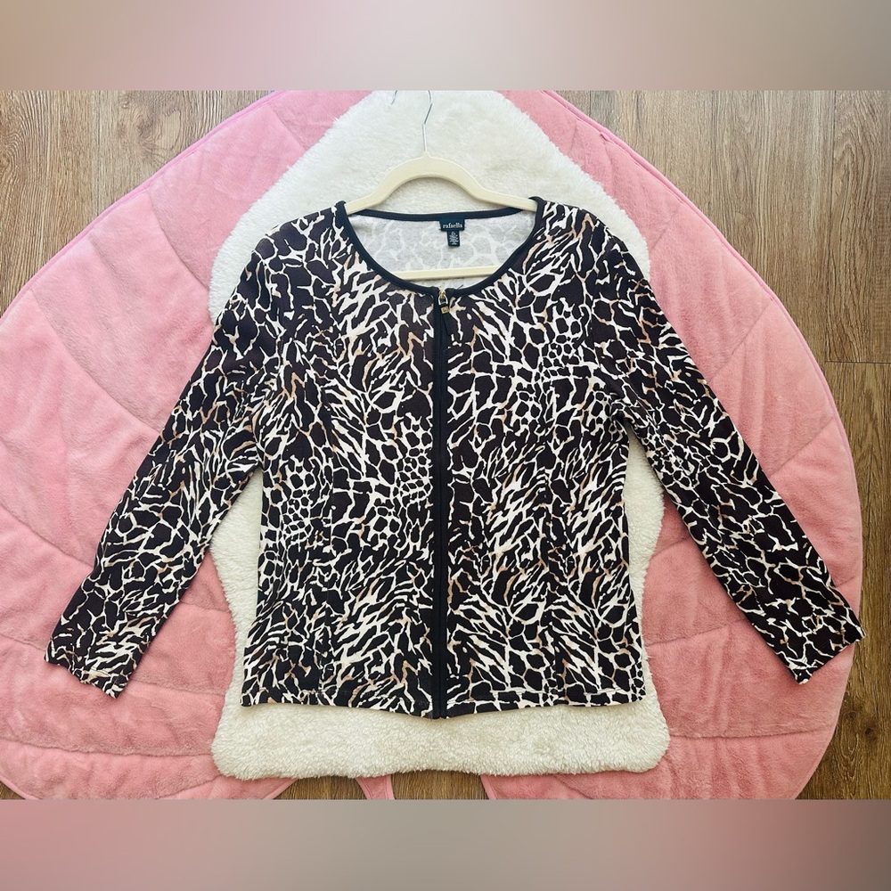 Rafaella Animal Print Sweater - Black and Brown